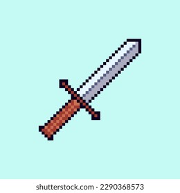 Icono de píxel de espada. Diseño de arcada retro. Ilustración vectorial.