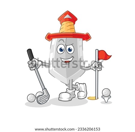 the sword playing golf vector. cartoon character