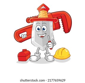 the sword plumber cartoon. cartoon mascot vector