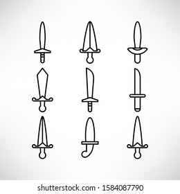 sword and rapier icons set line design