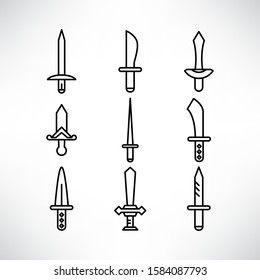 sword and rapier icons set line design