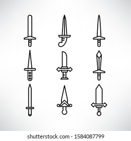 sword and rapier icons set line design