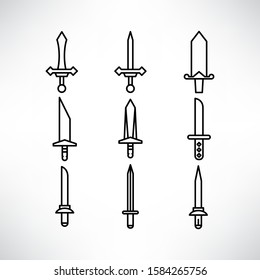 sword and rapier icons set line design