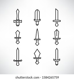 sword and rapier icons set line design