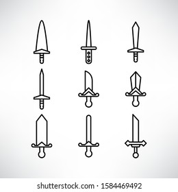 sword and rapier icons set line design