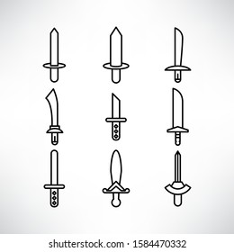 sword and rapier icons set line design