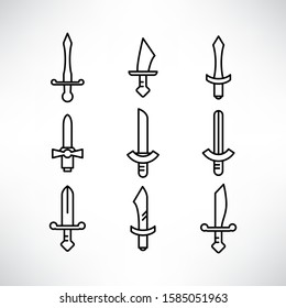 sword and rapier icons set line design