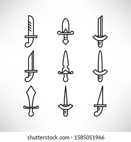 sword and rapier icons set line design