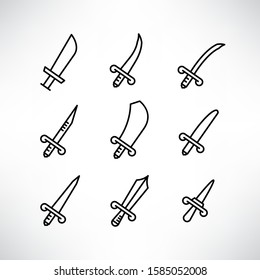 sword and rapier icons set line design