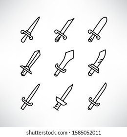sword and rapier icons set line design