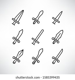 sword and rapier icons set line design