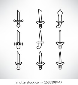 sword and rapier icons set line design