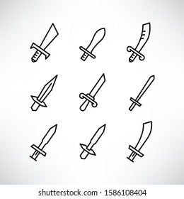 sword and rapier icons set line design