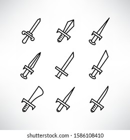 sword and rapier icons set line design