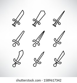 sword and rapier icons set line design