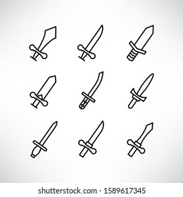 sword and rapier icons set line design