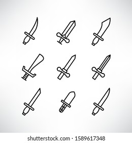 sword and rapier icons set line design