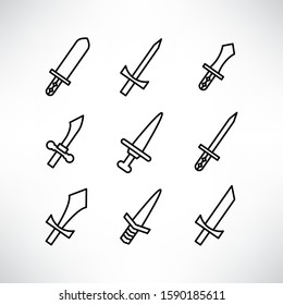 sword and rapier icons set line design
