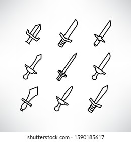 sword and rapier icons set line design
