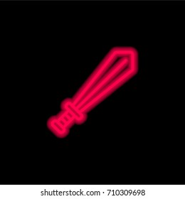 Sword red glowing neon ui ux icon. Glowing sign logo vector