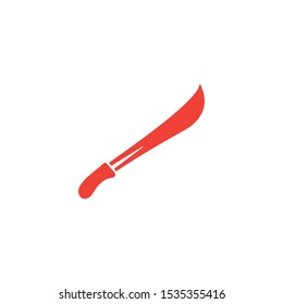 Sword Red Icon On White Background. Red Flat Style Vector Illustration.