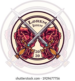 sword and rose illustration for your merchandise or business