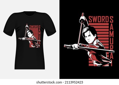 Sword Samurai Street wear T-Shirt Design Illustration