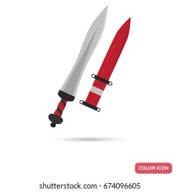 Sword and scabbard color flat icon for web and mobile design