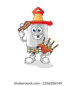 the sword scottish with bagpipes vector. cartoon character