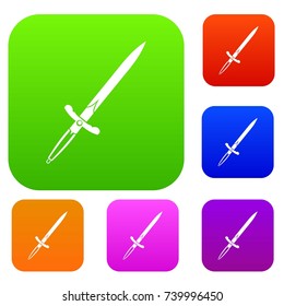 Sword set icon color in flat style isolated on white. Collection sings vector illustration