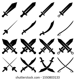 Sword set icon, logo isolated on white background