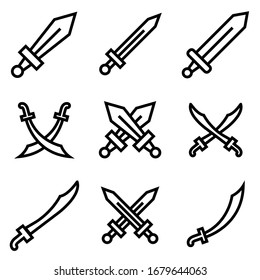 Schwertset-Symbol, Logo einzeln auf weißem Hintergrund