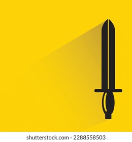 Schwert mit Schatten auf gelbem Hintergrund