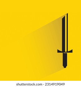 sword with shadow on yellow background