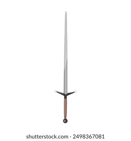 Schwert mit scharfer Klinge und Metallgriff alte mittelalterliche Ritterwaffe einzeln auf weißem Hintergrund