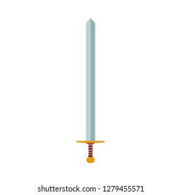 Sword sharp steel medieval knight vector flat icon isolated white