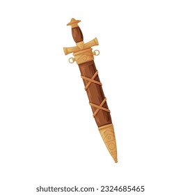 Espada y correa como objeto de Grecia e ilustración de vectores de símbolos culturales tradicionales