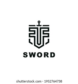 Escudo Espada con letra Diseño del logotipo F T F