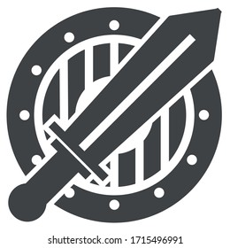 
Icono de espada y escudo negro sobre fondo blanco