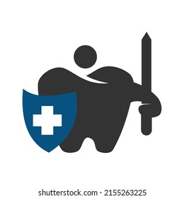 Sword and Shield dental logo Icon Illustration Brand Identity