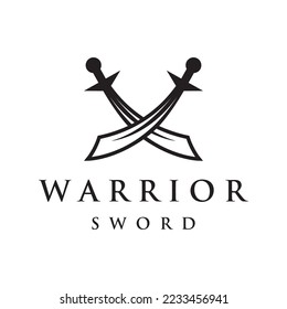 Sword  shield  excalibur vintage silhouette logo design 