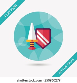 Sword and Shield flat icon with long shadow,eps 10