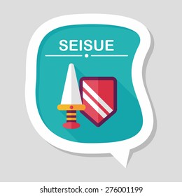 Sword and Shield flat icon with long shadow,eps 10