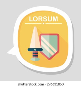 Sword and Shield flat icon with long shadow,eps 10