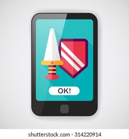 Sword and Shield flat icon with long shadow,eps 10
