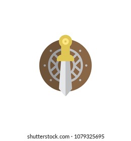 Sword and shield flat icon, vector sign, colorful pictogram isolated on white. Symbol, logo illustration. Flat style design