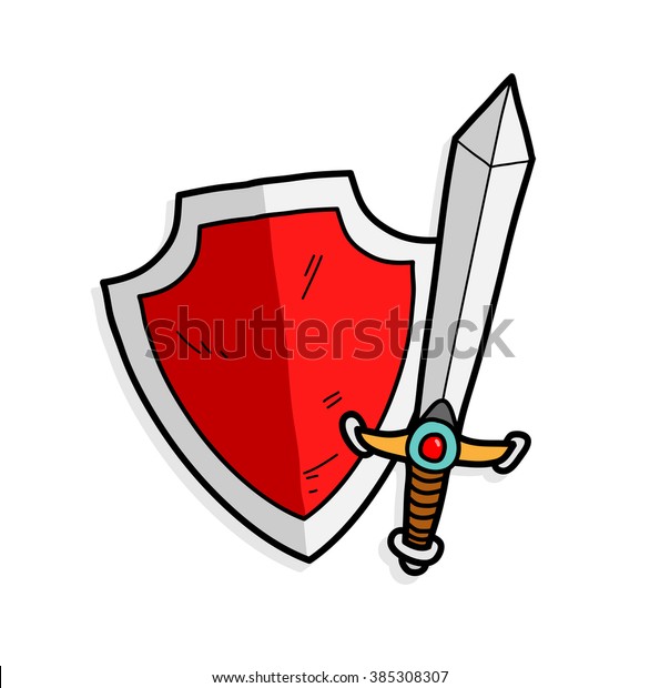 Sword Shield Hand Drawn Vector Illustration Stock Vector Royalty Free