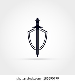 cool sword and shield logo