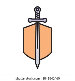 Sword And Shield Icon Design Vector Template Illustration