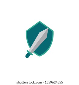 sword and shield icon design, Videogame play leisure gaming technology entertainment digital and joy theme Vector illustration